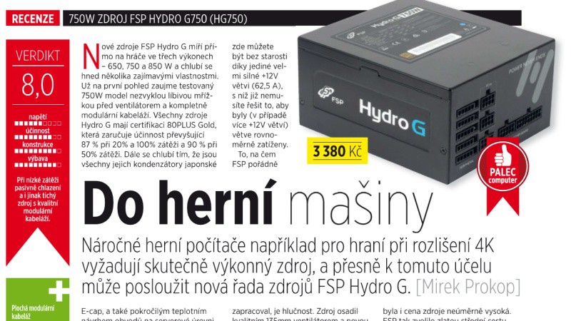 Recenze FSP Hydro G v časopise Computer